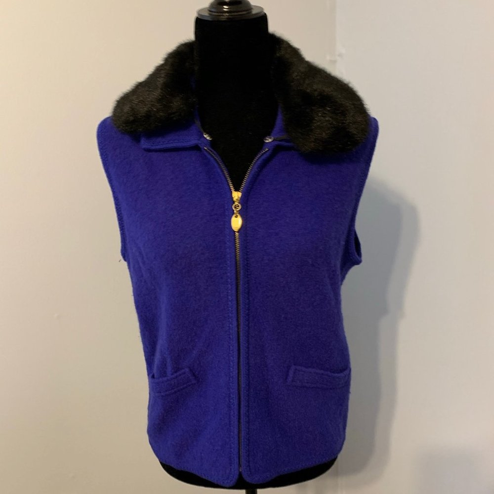 Purple vest with fur collar